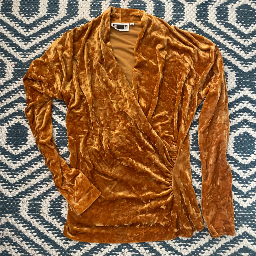 Vintage velvet long sleeve wrap top